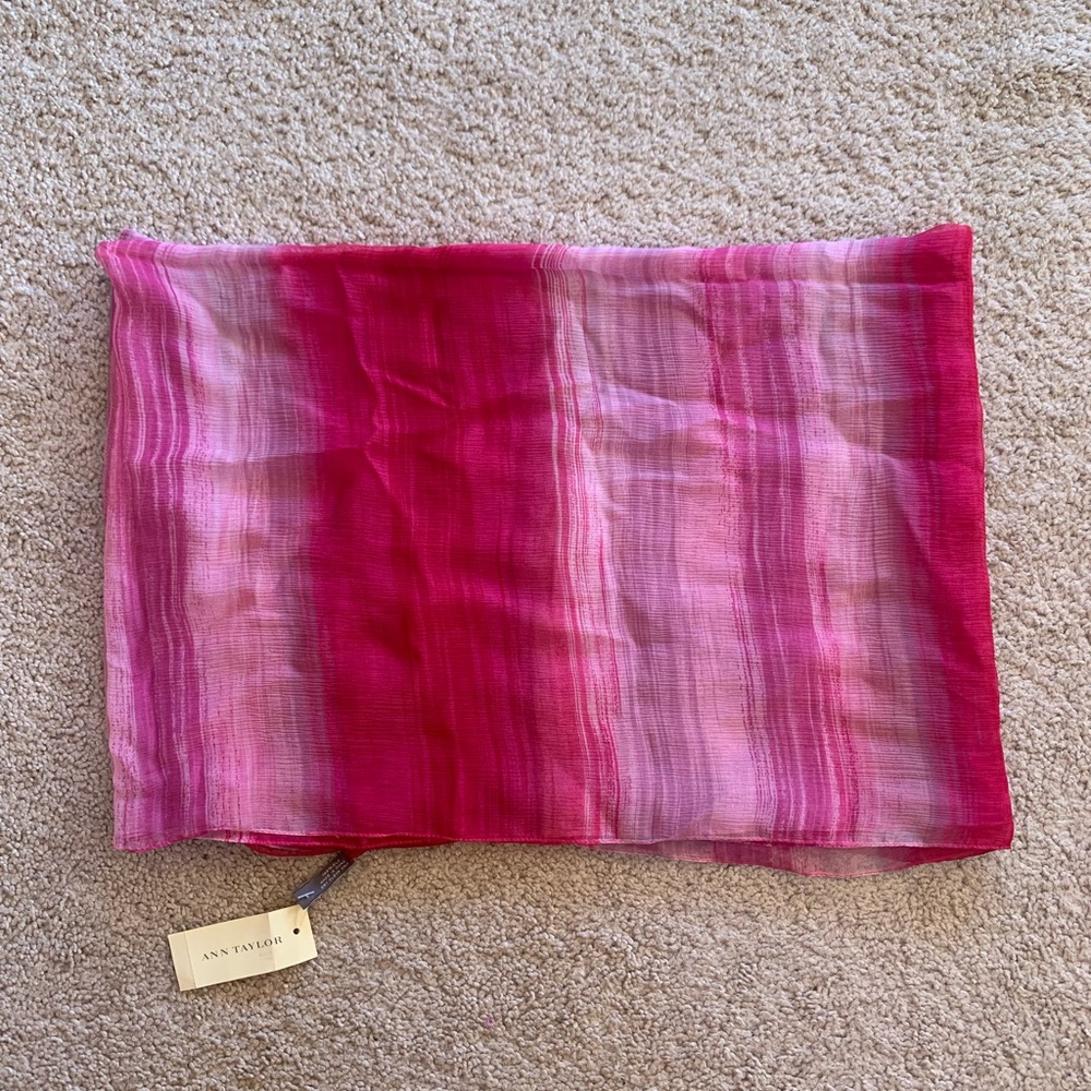 Ann Taylor Pink Ombré Pattern Silk Scarf